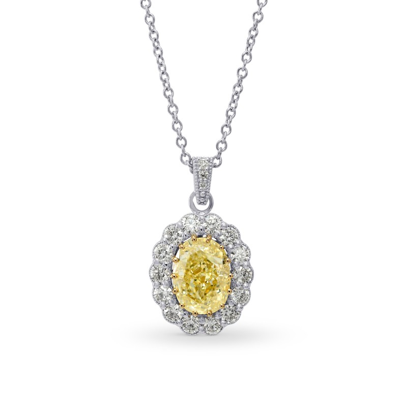 Fancy Yellow Internally Flawless Oval Diamond Pendant, SKU 176564 (1.50Ct TW)
