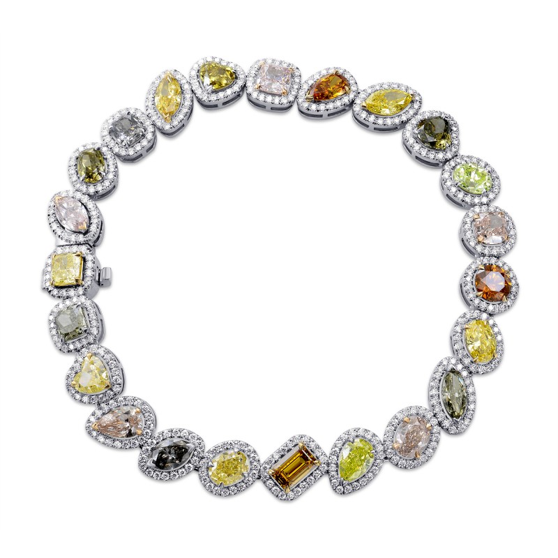 Natural Multicolored Diamond Halo Bracelet, SKU 177643 (13.04Ct TW)