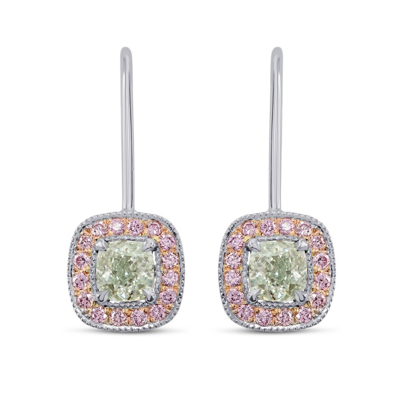 Extraordinary Faint Green and Pink Diamond Earrings, SKU 178219 (1.34Ct TW)