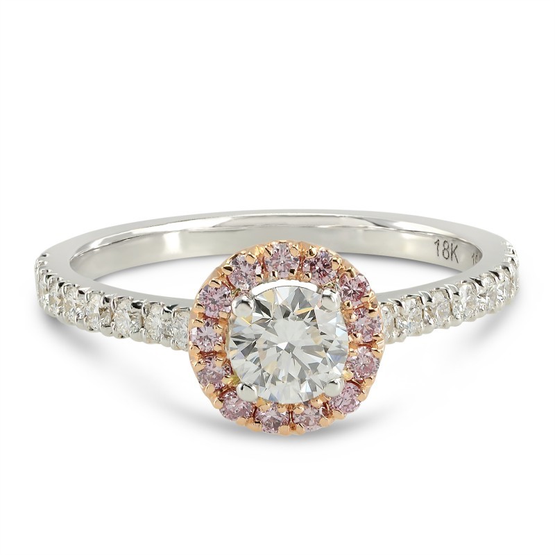 White and Fancy Pink Diamond Halo Ring, SKU 179090 (0.64Ct TW)