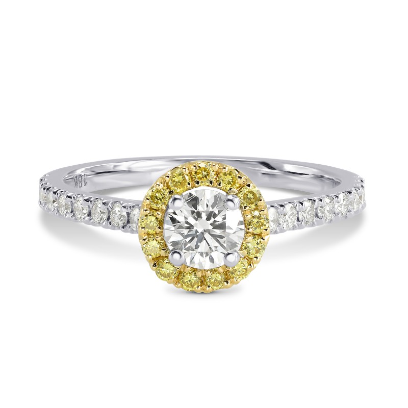 White and Fancy Intense Yellow Halo Ring, SKU 179091 (0.66Ct TW)