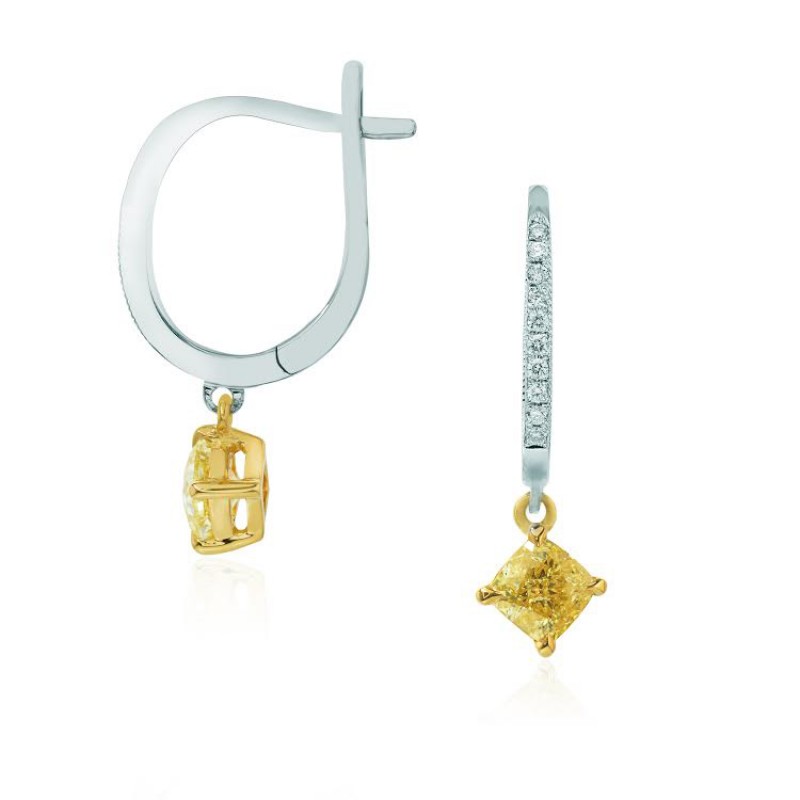 Fancy Yellow Cushion Diamond Drop Earrings, ARTIKELNUMMER 184239 (1,14 Karat TW)