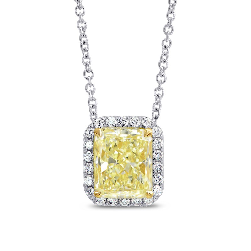 Fancy Light Yellow Internally Flawless Radiant Diamond Halo Pendant ...