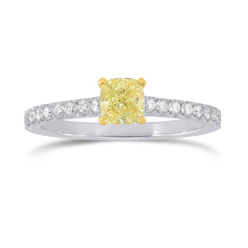 Fancy Yellow Cushion Diamond Side-stone Ring, ARTIKELNUMMER 207607 (0,69 Karat TW)