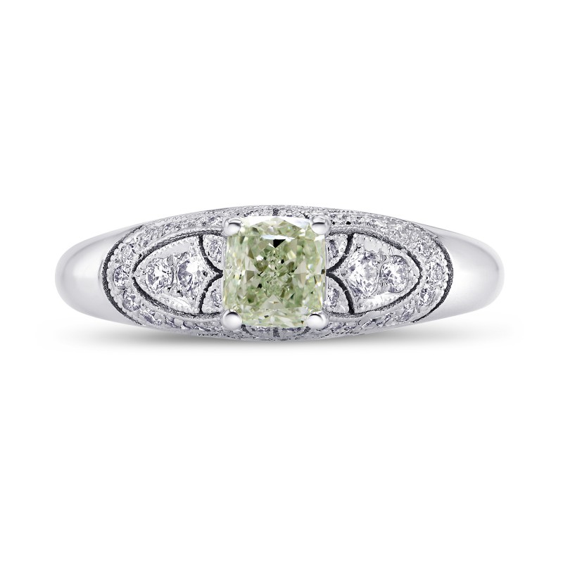 Light Green Cushion Diamond Art Deco Style Engagement Ring, ARTIKELNUMMER 207785 (0,72 Karat TW)