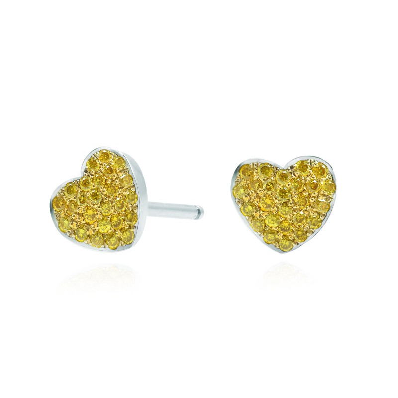Fancy Intense Yellow Diamond Pave Heart Earrings, ARTIKELNUMMER 220181 (0,12 Karat TW)