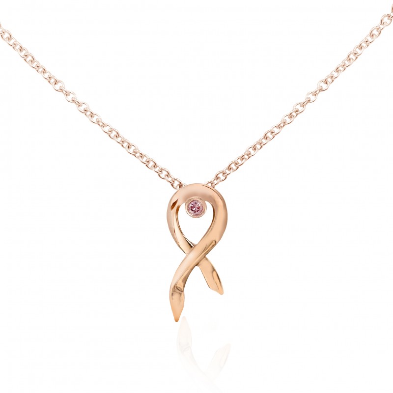 Pink Diamond Rose Gold Breast Cancer Awareness Ribbon Pendant, ARTIKELNUMMER 221194 (0,04 Karat)