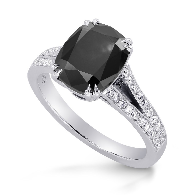 Natural Radiant Fancy Black Pave Diamond Ring, SKU 223136 (3.31Ct TW)