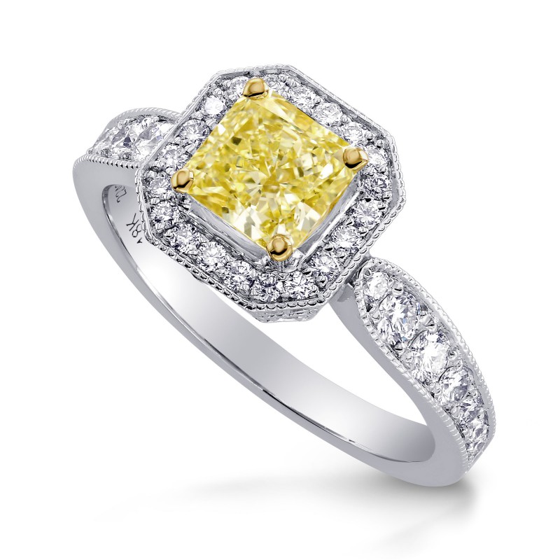 Fancy Yellow, Internally Flawless Radiant Diamond Halo Ring, SKU 224293 ...