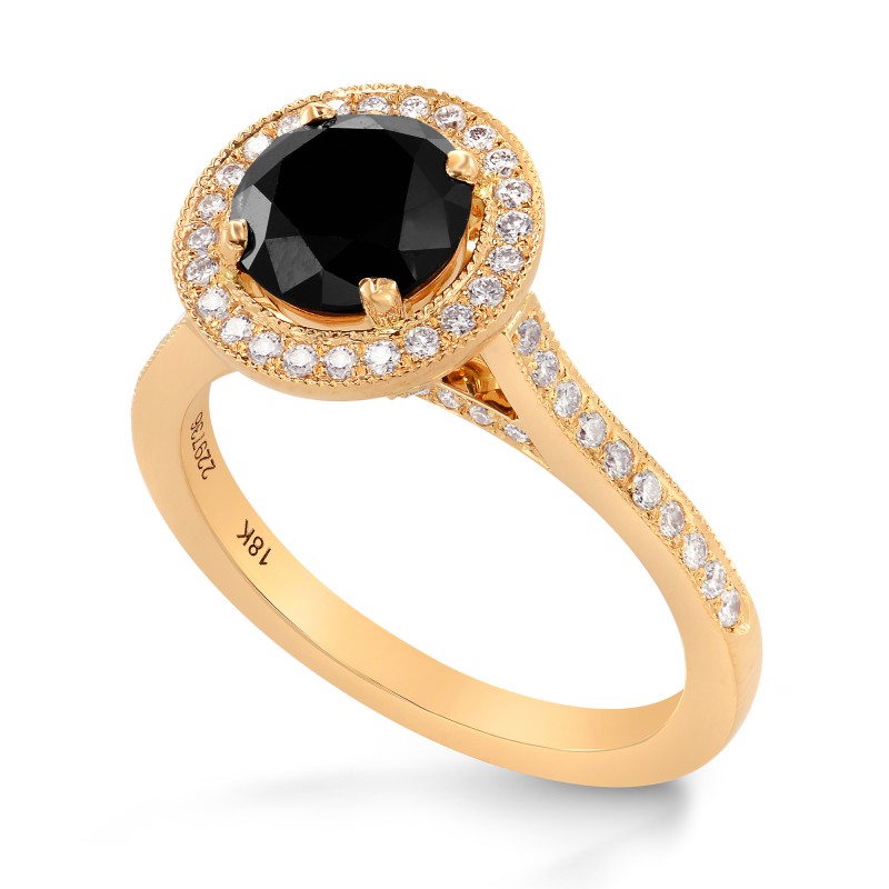 Rose Gold Natural Black Diamond Engagement Ring, SKU 229736 (1.79Ct TW)