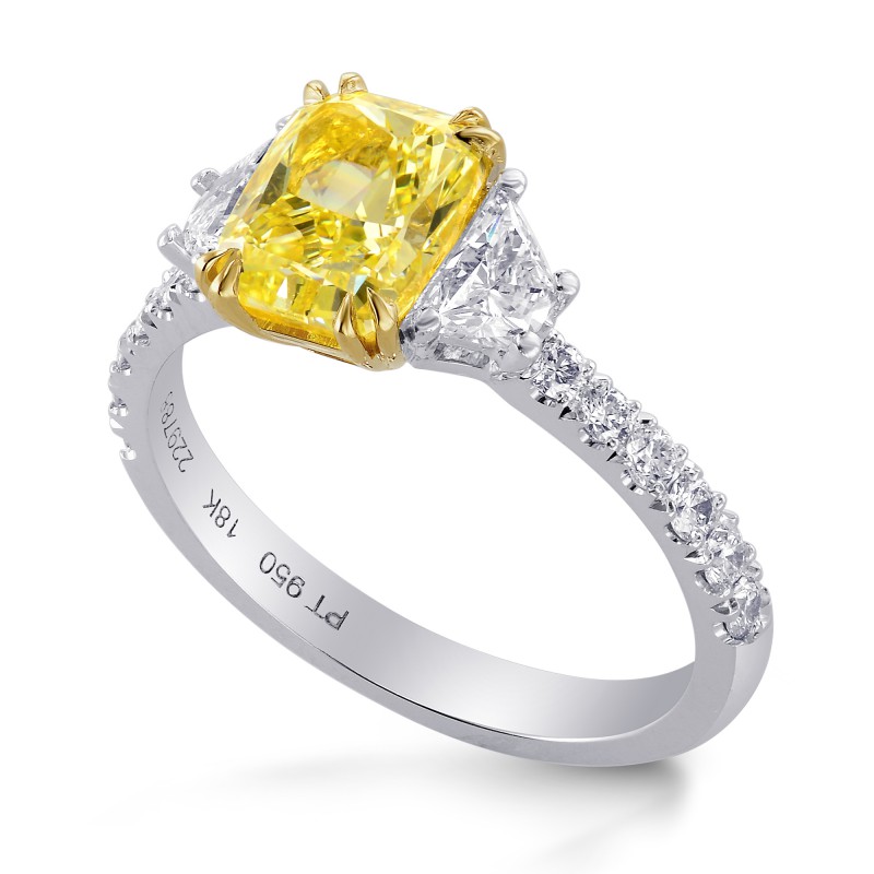 Fancy Intense Yellow Cushion & Trapezoid Diamond Ring, SKU 229788 (2 ...