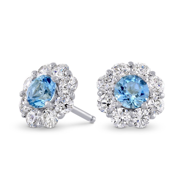 Aquamarine & Diamond Halo Earrings, SKU 236461 (2.42Ct TW)