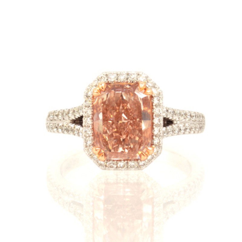 2.66Ct Fancy Brownish Orangy Pink Halo Ring, SKU 24067 (3.21Ct TW)