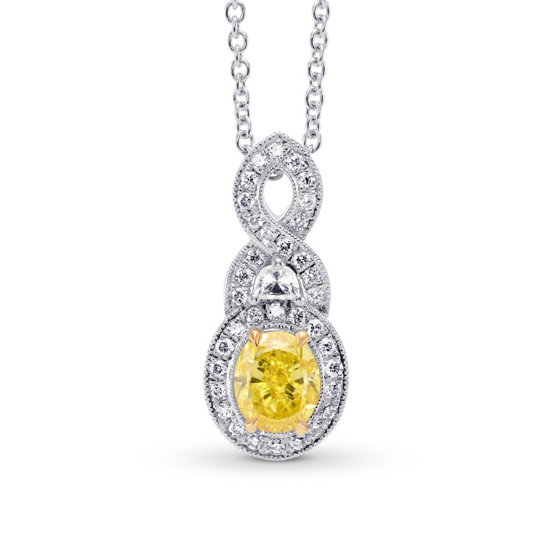 Fancy Vivid Yellow Oval & Half Moon Diamond Pendant, SKU 242446 (1.06Ct TW)