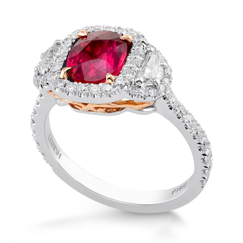 Red Mozambique Oval Ruby & Half-Moon Diamond Ring, SKU 245349 (2.26Ct TW)