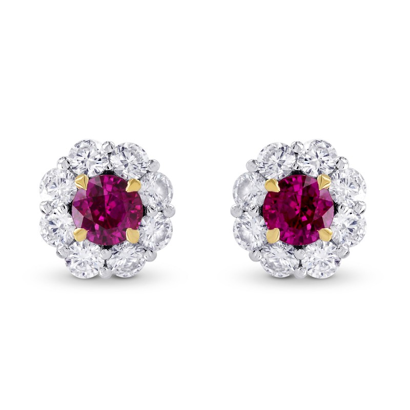 Ruby & Diamond Floral Halo Earrings, SKU 249442 (1.67Ct TW)