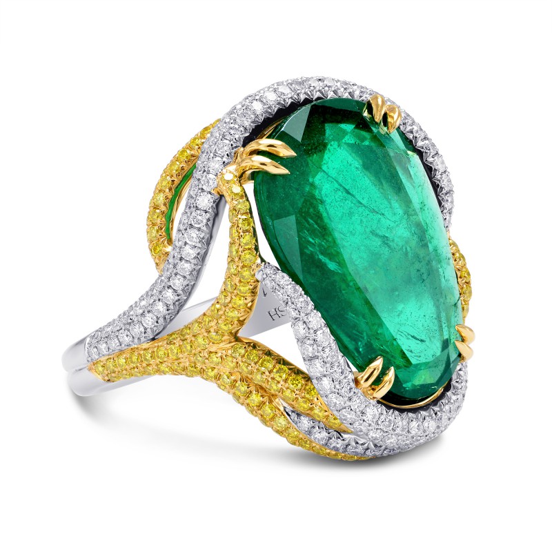 Emerald Pear & Yellow Diamond Designer Ring, SKU 250481 (9.72Ct TW)