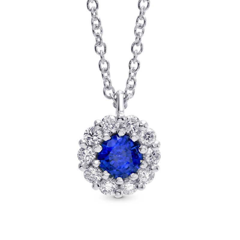 Round Sapphire & Diamond Halo Pendant, SKU 250996 (0.35Ct TW)