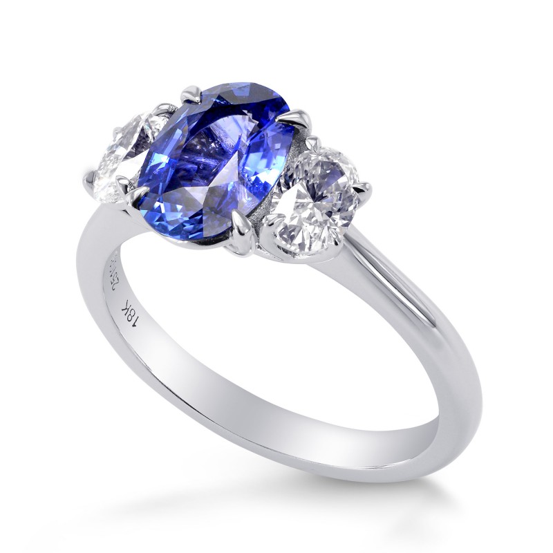 Oval (Unheated) Sapphire & Diamond 3 Stone Ring, SKU 251030 (2.12Ct TW)