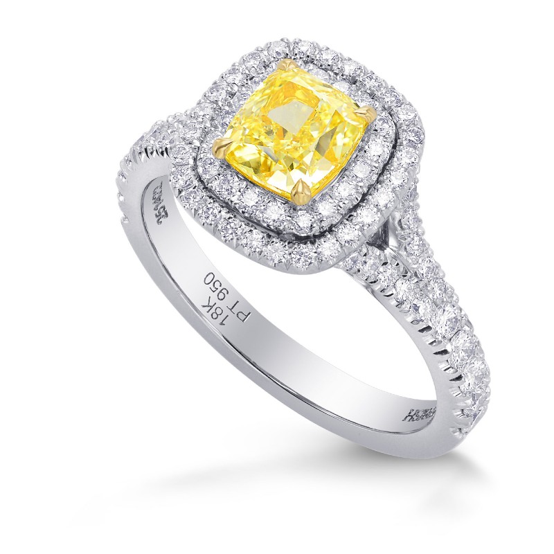 Fancy Intense Yellow Cushion Diamond Double Halo Ring, SKU 251422 (1 ...