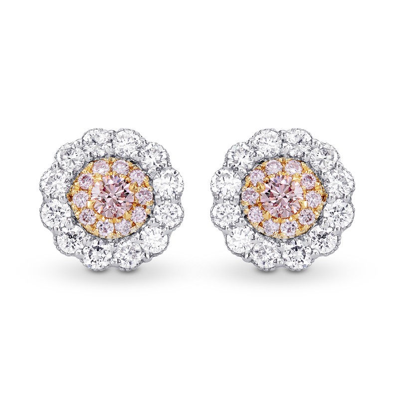 Fancy Pink & White Diamond Pave Flower Earrings, SKU 258123 (0.53Ct TW)