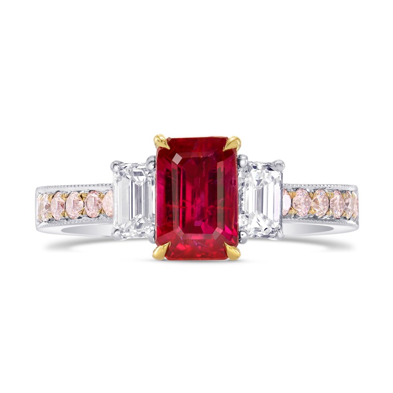 Ruby Emerald-cut & Pink Diamond Dress Ring, SKU 264687 (2.30Ct TW)