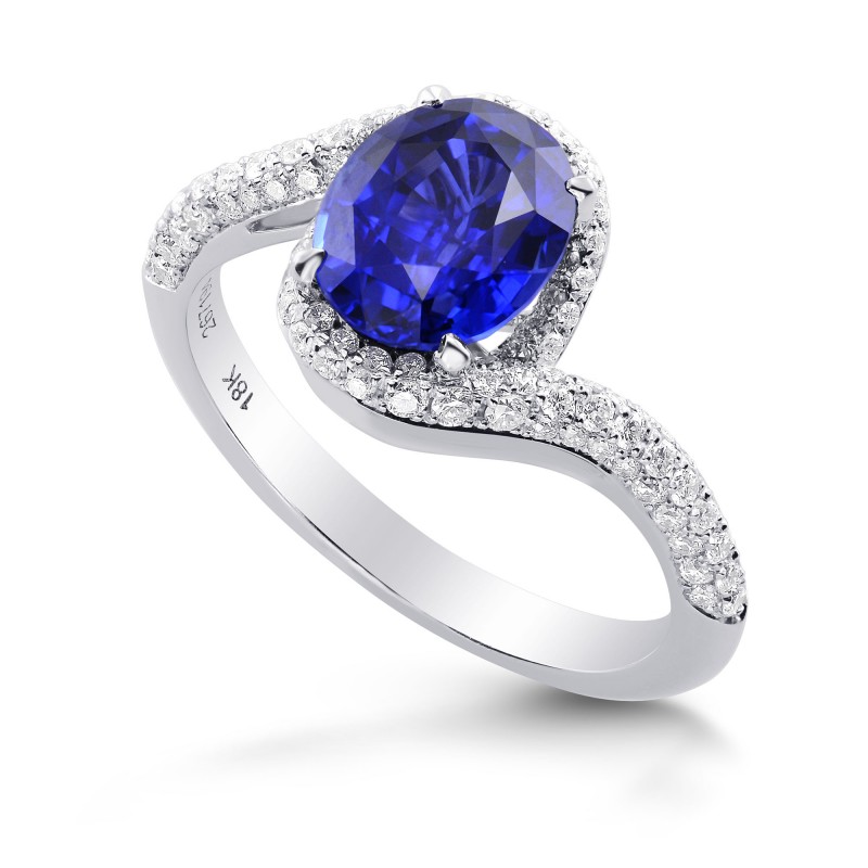 Oval Sapphire & Diamond Cross-over Halo Ring, SKU 267194 (2.62Ct TW)