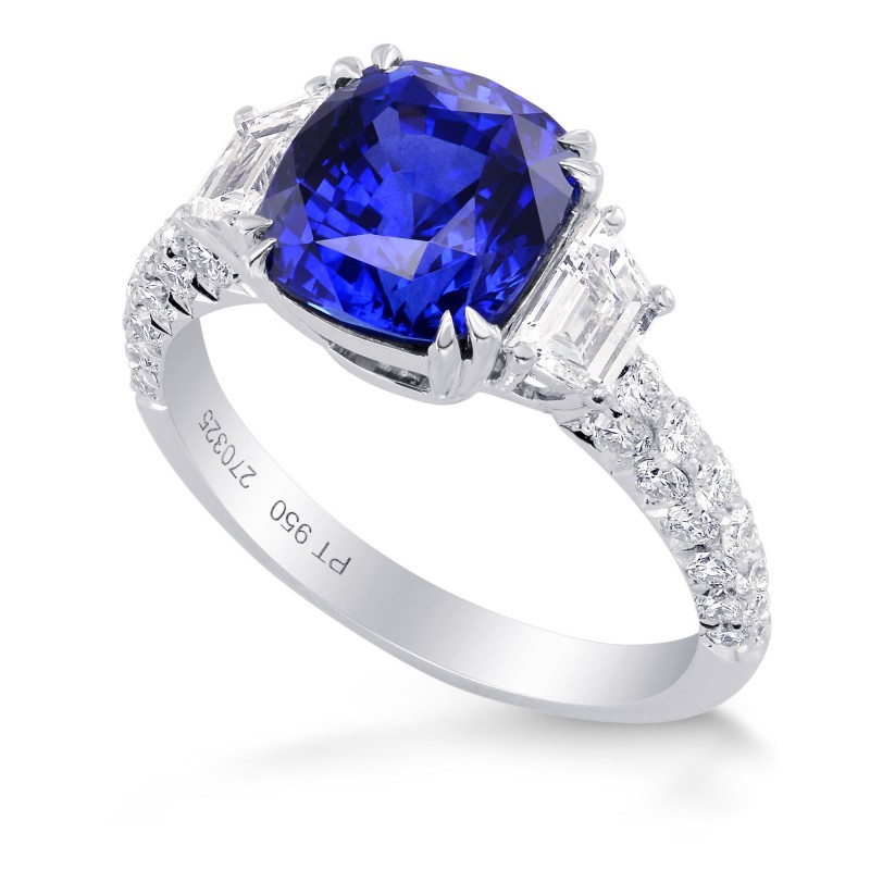 Sapphire Cushion & Diamond Engagement Ring, SKU 270325 (5.08Ct TW)