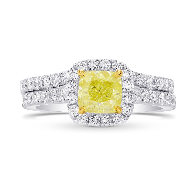Platinum Fancy Yellow Diamond  Engagement Wedding  Ring  