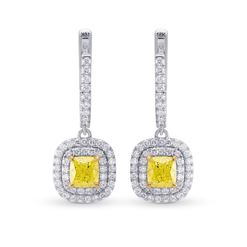 Fancy Yellow Diamond Halo Drop Earrings, SKU 274812 (2.00Ct TW)