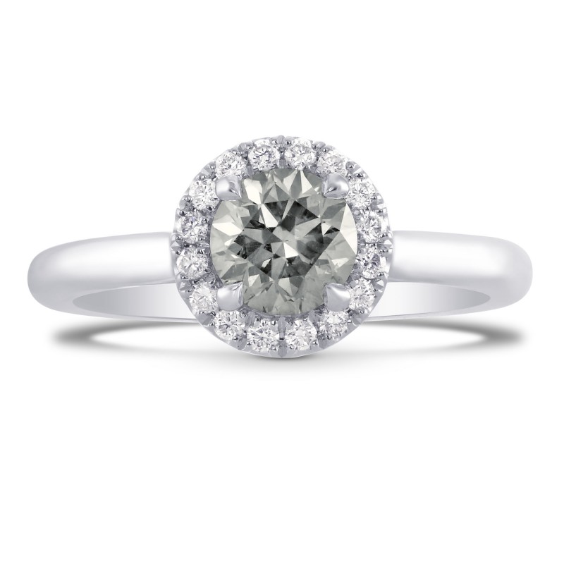 Fancy Light Gray Round Diamond Halo Ring, SKU 276770 (0.85Ct TW)