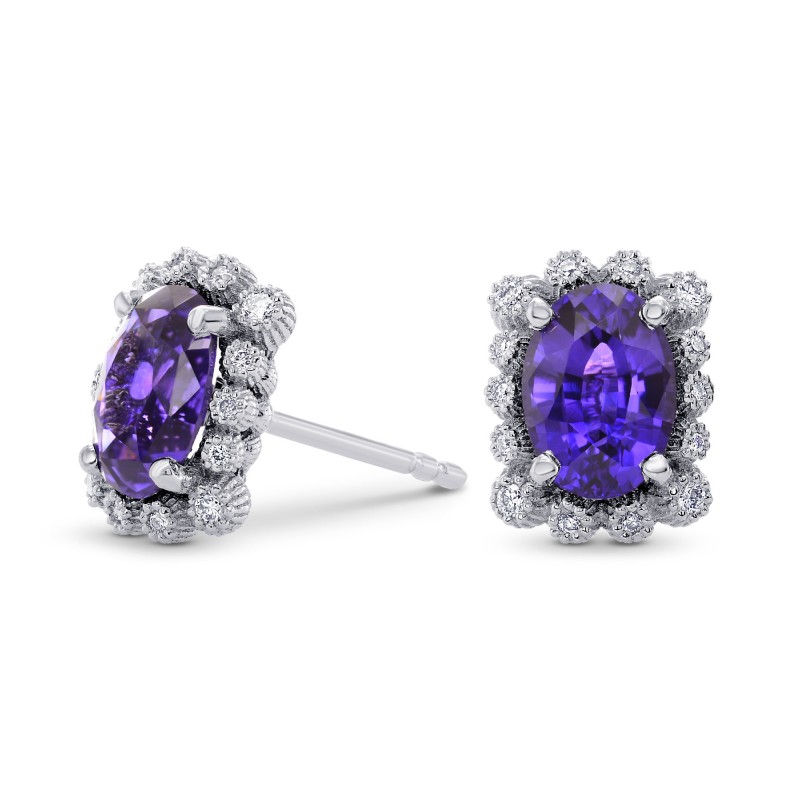 Purple Sapphire & Diamond Earrings, SKU 277764 (2.45Ct TW)