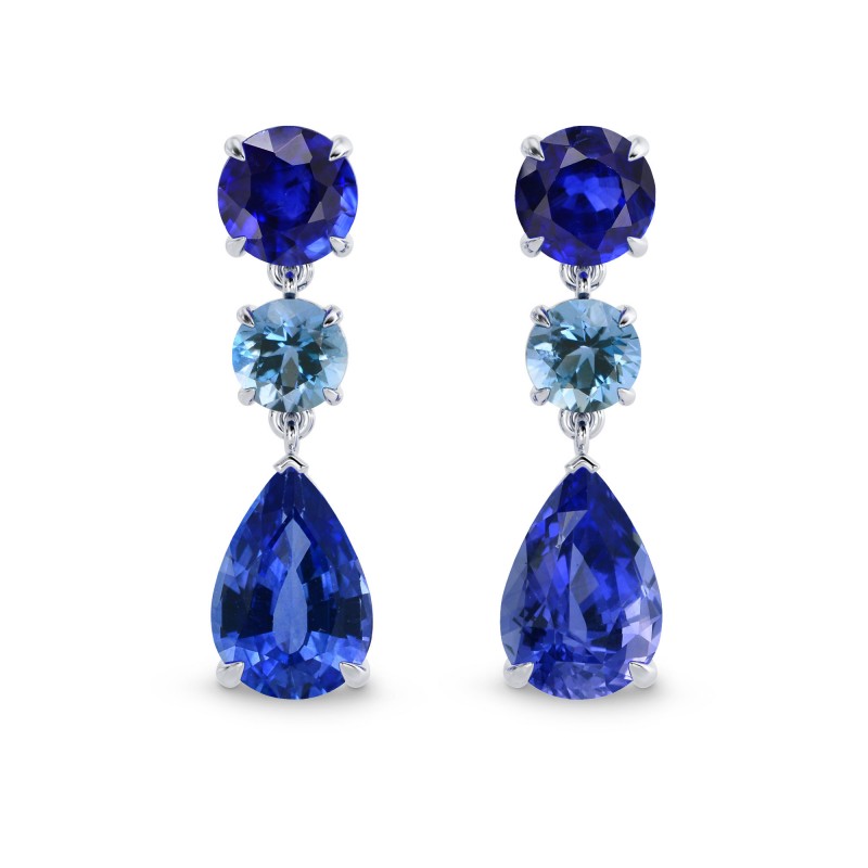 Multi-color Sapphire & Aquamarine Earrings TW4.95cts, ARTIKELNUMMER 27852L (4,91 Karat TW)