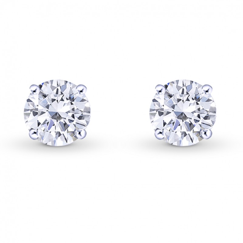GIA, Round Brilliant Diamond Stud Earrings, SKU 27863R (1.40Ct TW)