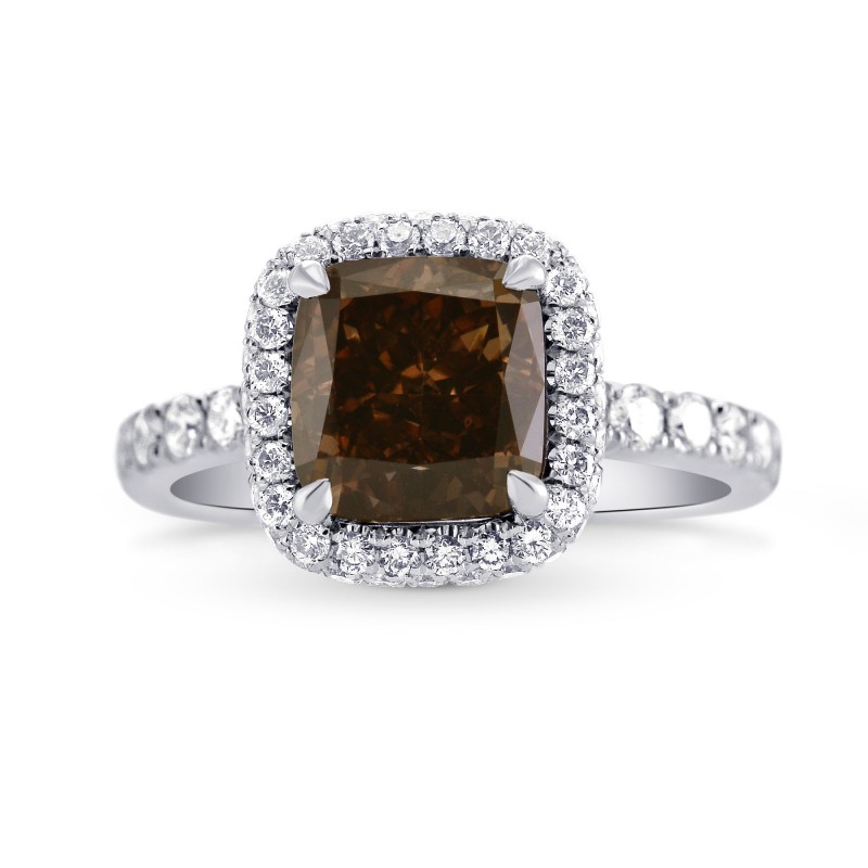 Fancy Dark Orangy Brown Cushion Diamond Halo Ring, ARTIKELNUMMER 280008 (3,28 Karat TW)