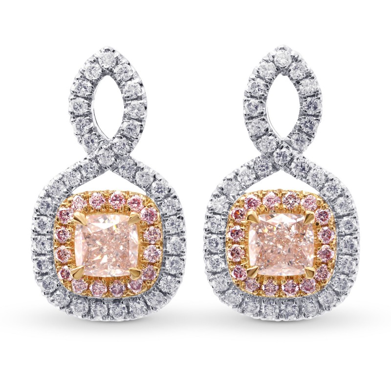 Fancy Light Pink Cushion Diamond Halo Earrings, SKU 281997 (1.20Ct TW)