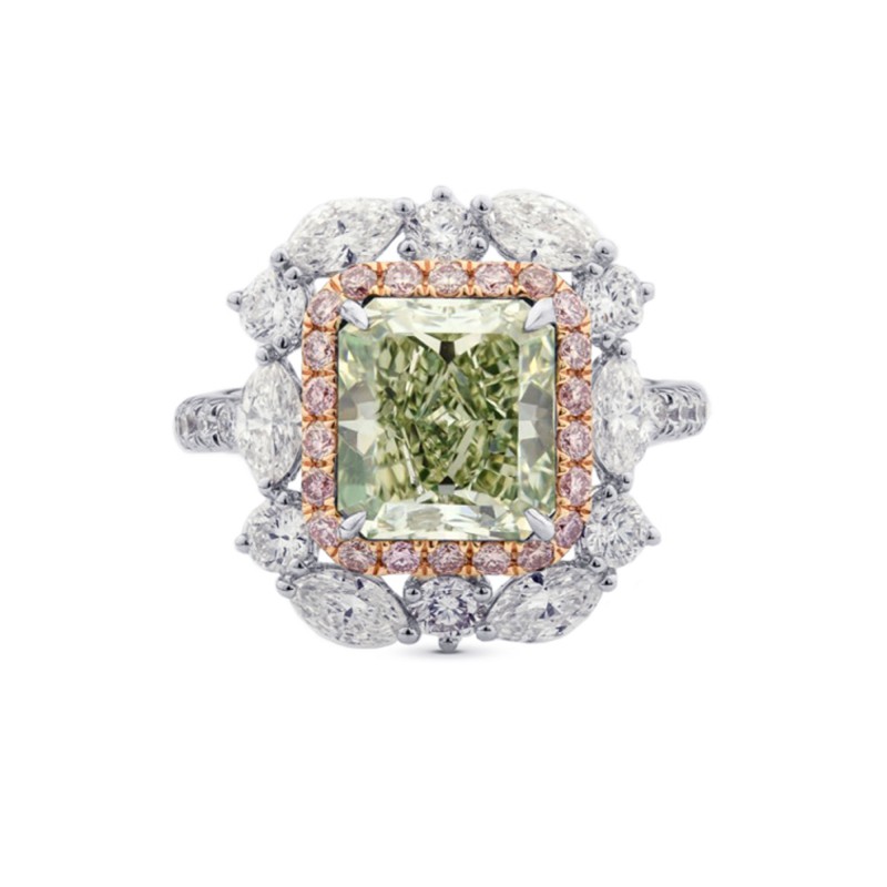 Fancy Intense Yellow Green & Pink Diamond Ring, SKU 283349 (5.19Ct TW)