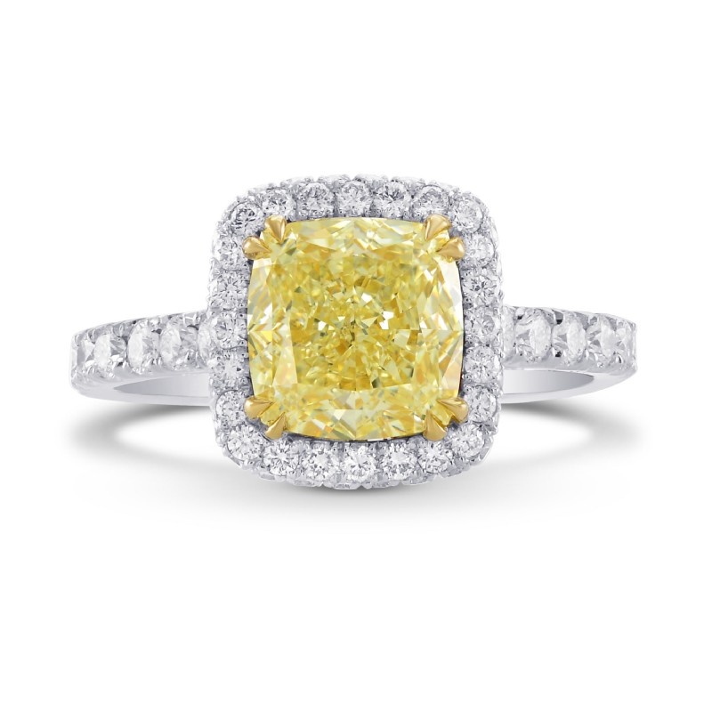 Fancy Light Yellow Cushion Diamond Halo Ring, SKU 283494 (3.31Ct TW)