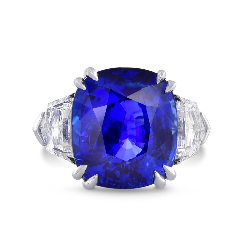 Sri-Lanka No Heat Royal Blue Sapphire & Diamond Ring In Platinum, SKU ...