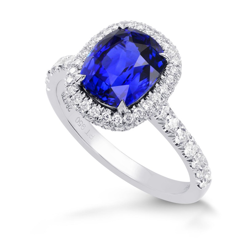 Vivid Blue Sapphire & Diamond Halo Engagement Ring, SKU 284779 (3.79Ct TW)