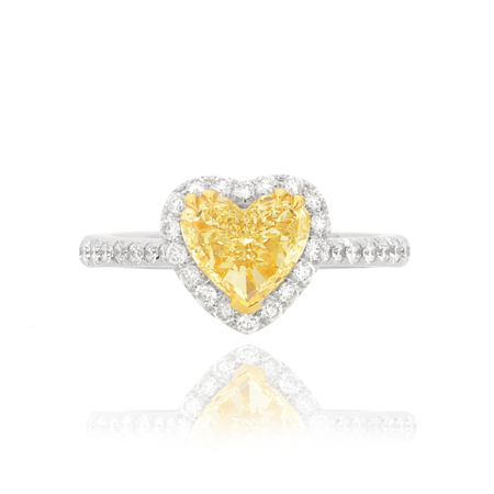 Fancy Light Yellow Diamond Heart Engagement Ring, SKU 28568 (1.48Ct TW)