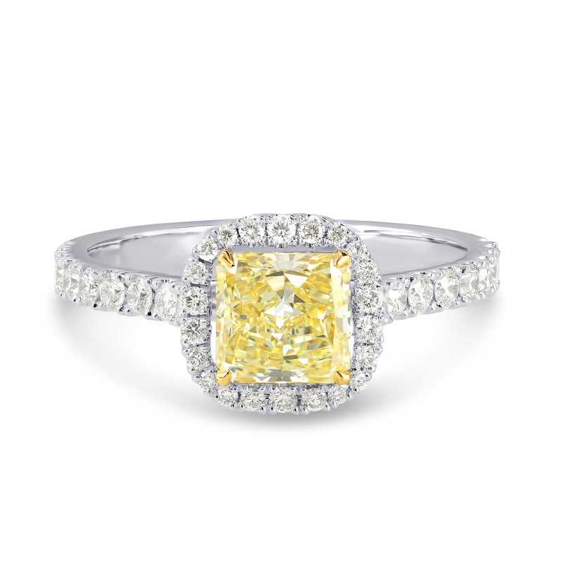 Fancy Yellow Cushion Diamond Halo Ring, SKU 286934 (1.49Ct TW)