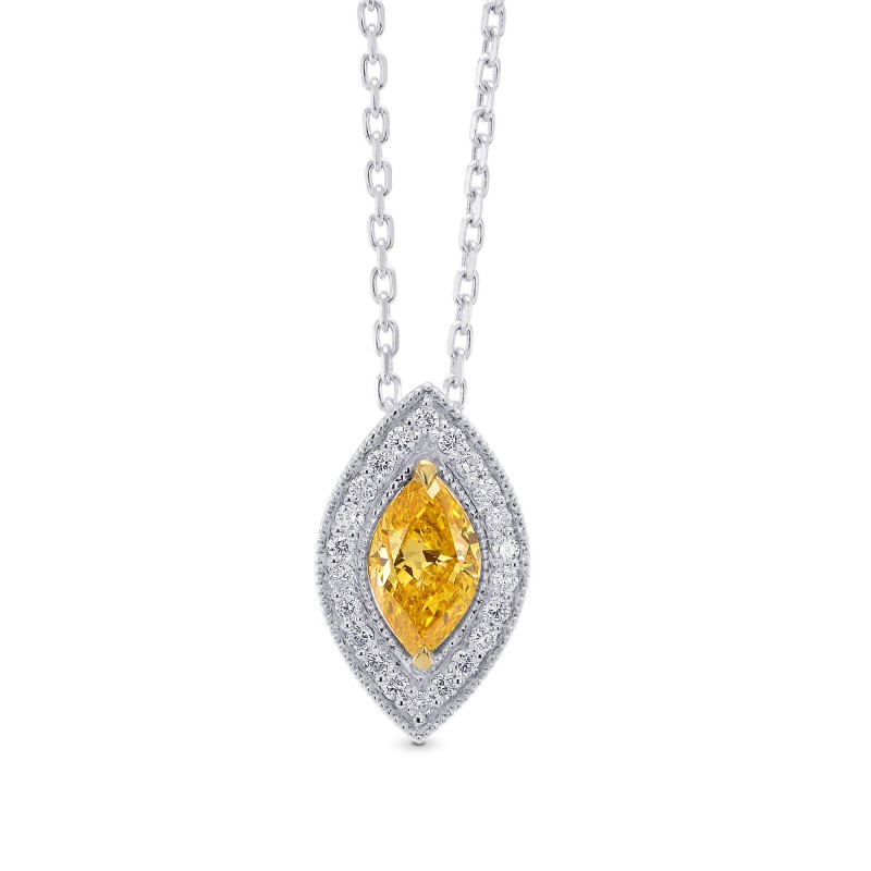 Orange Marquise Diamond Halo Pendant, SKU 289099 (0.52Ct TW)