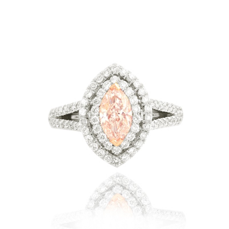 Light Pink Diamond Marquise Double Halo Ring, SKU 28961 (1.56Ct TW)