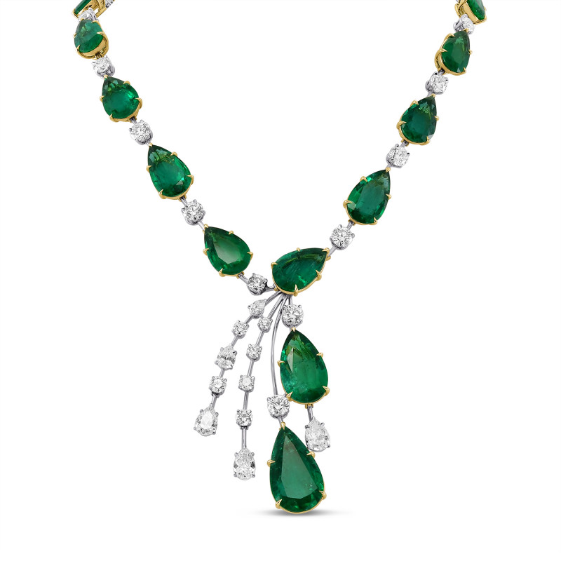 Extraordinary Emerald and Diamond Drop Necklace, SKU 29353V (96.91Ct TW)