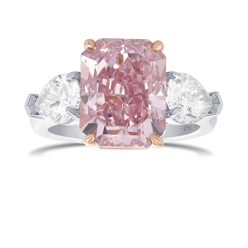 Exceptional Fancy Intense Purple Pink Radiant 3 Stone Diamond Ring, SKU ...