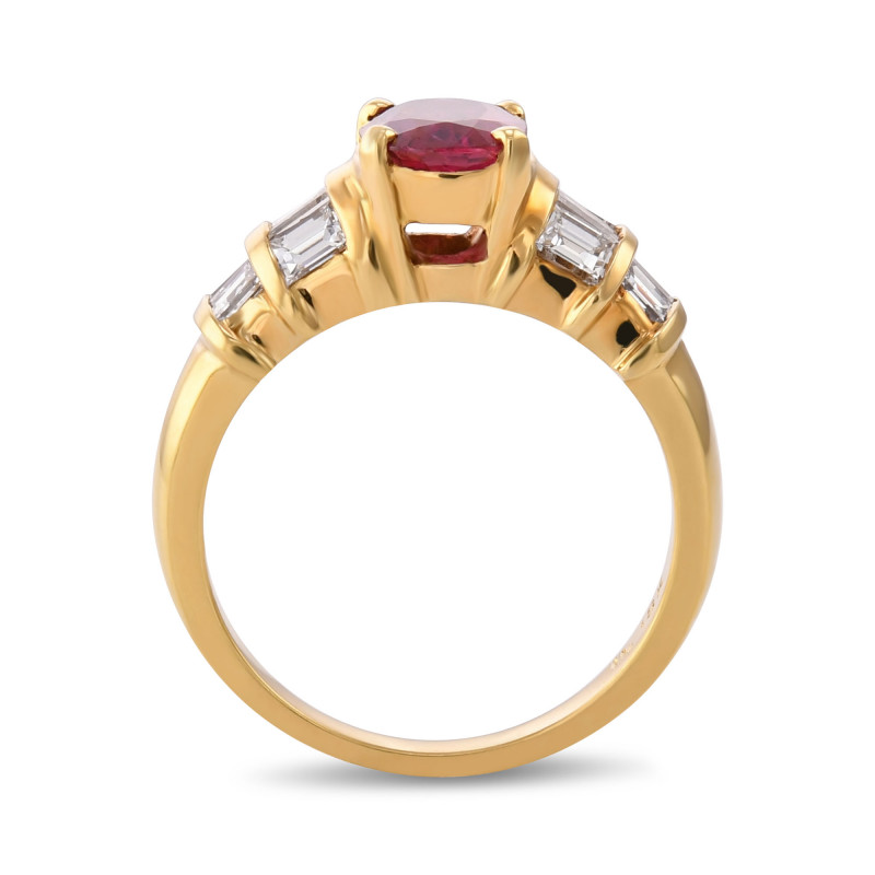 Oval Ruby and Diamond Side Stone Ring, SKU 29811V (2.11Ct TW)