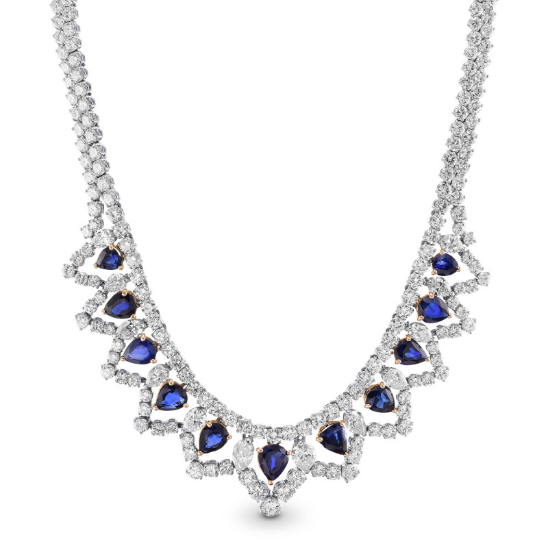 Pear Sapphire and Diamond Couture Necklace, SKU 29815V (46.15Ct TW)