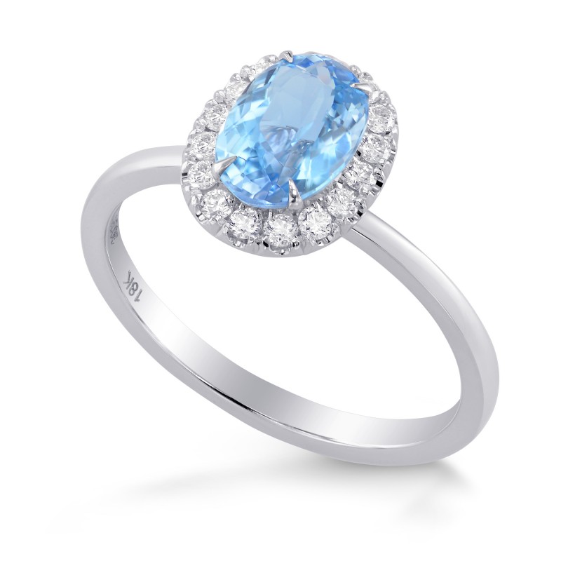 Blue Aquamarine Oval Gemstone Halo Ring, SKU 302923 (1.24Ct TW)