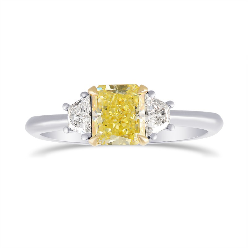 Fancy Yellow Radiant Diamond 3 Stone Ring, SKU 306472 (1.31Ct TW)